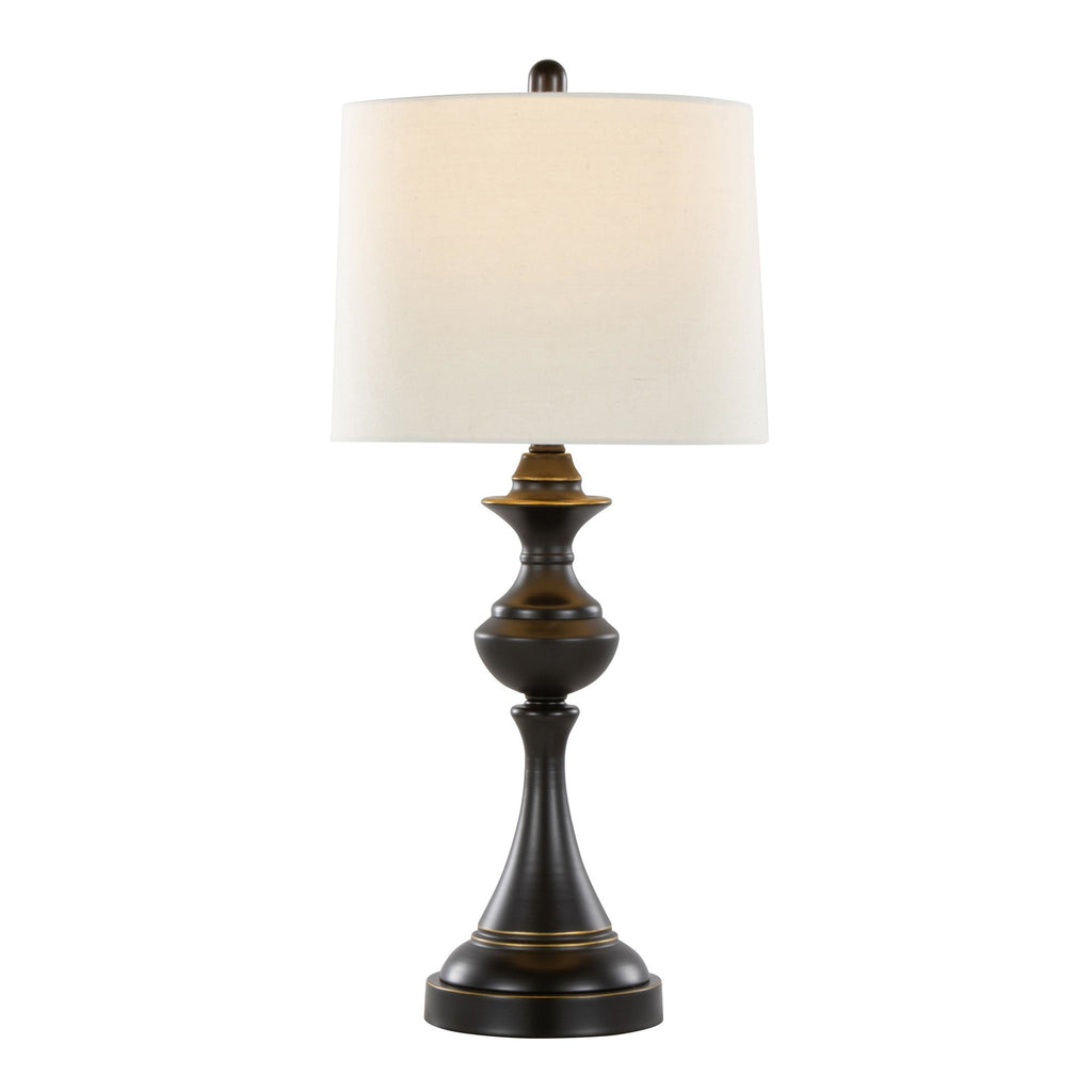 Montgomery 29" Metal Table Lamp With Usb - Set of 2 - Oil Rubbed Bronze, Off-white Linen