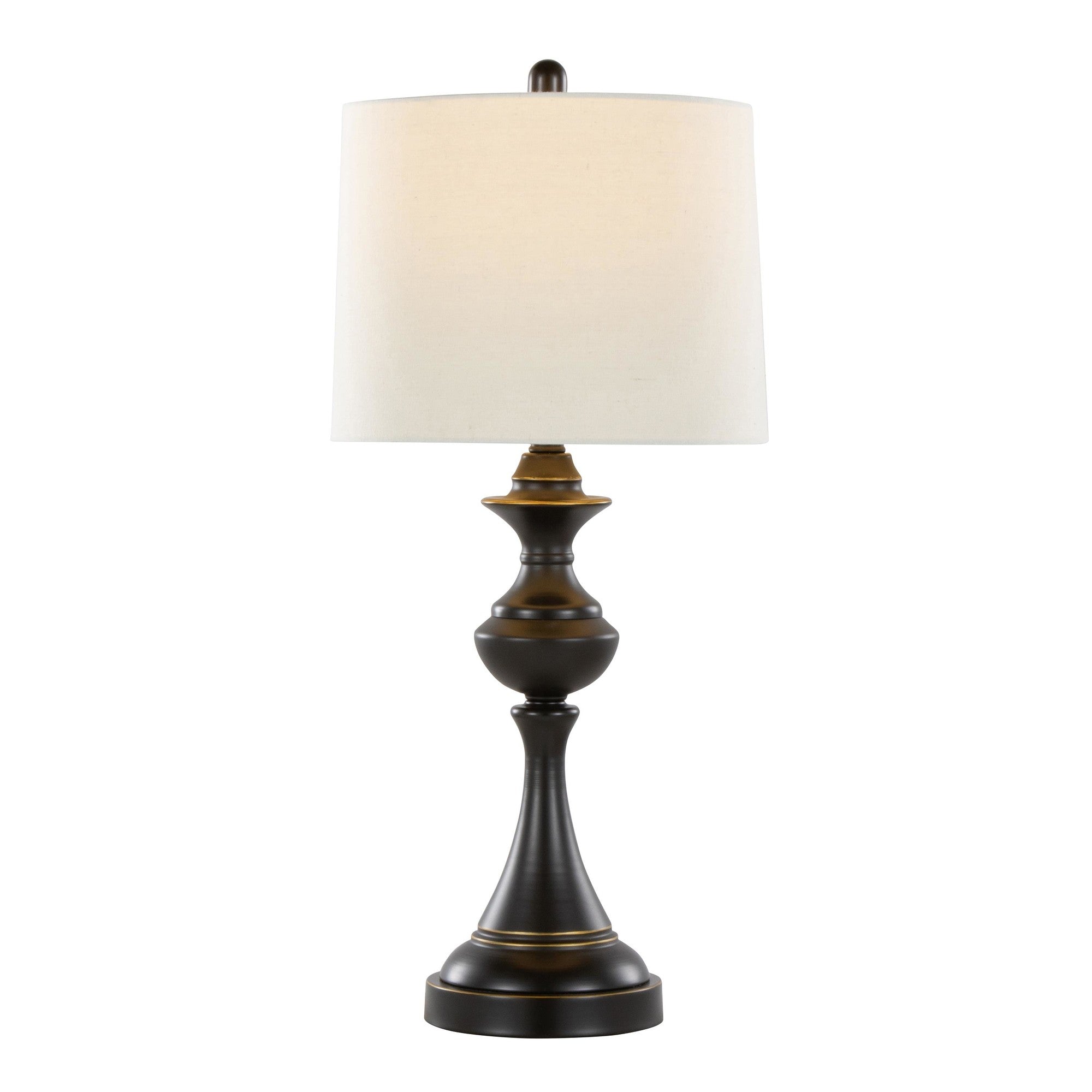 Montgomery 29" Metal Table Lamp With Usb - Set of 2 - Oil Rubbed Bronze, Off-white Linen
