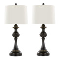 Montgomery 29" Metal Table Lamp With Usb - Set of 2 - Oil Rubbed Bronze, Off-white Linen