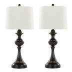 Montgomery 29" Metal Table Lamp With Usb - Set of 2 - Oil Rubbed Bronze, Off-white Linen
