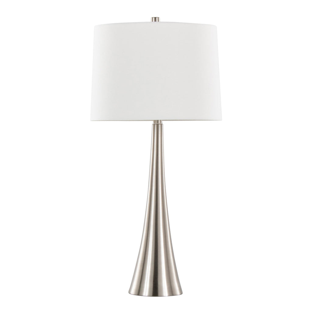 Diana 29" Metal Table Lamp - Set of 2 - Brushed Nickel, White Linen