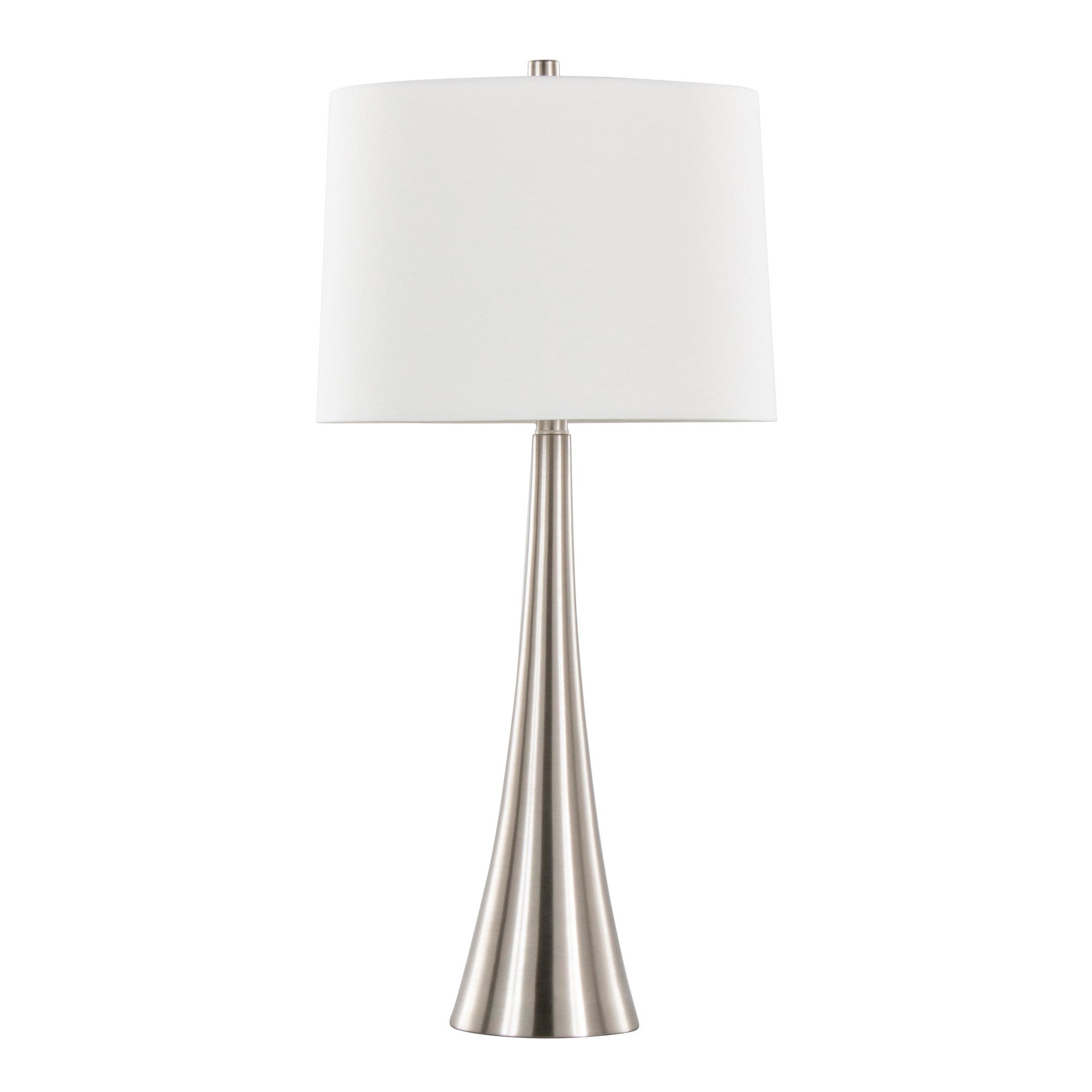 Diana 29" Metal Table Lamp - Set of 2 - Brushed Nickel, White Linen