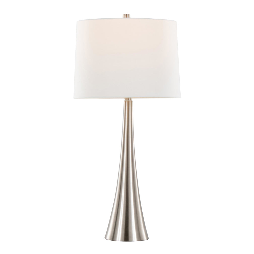 Diana 29" Metal Table Lamp - Set of 2 - Brushed Nickel, White Linen