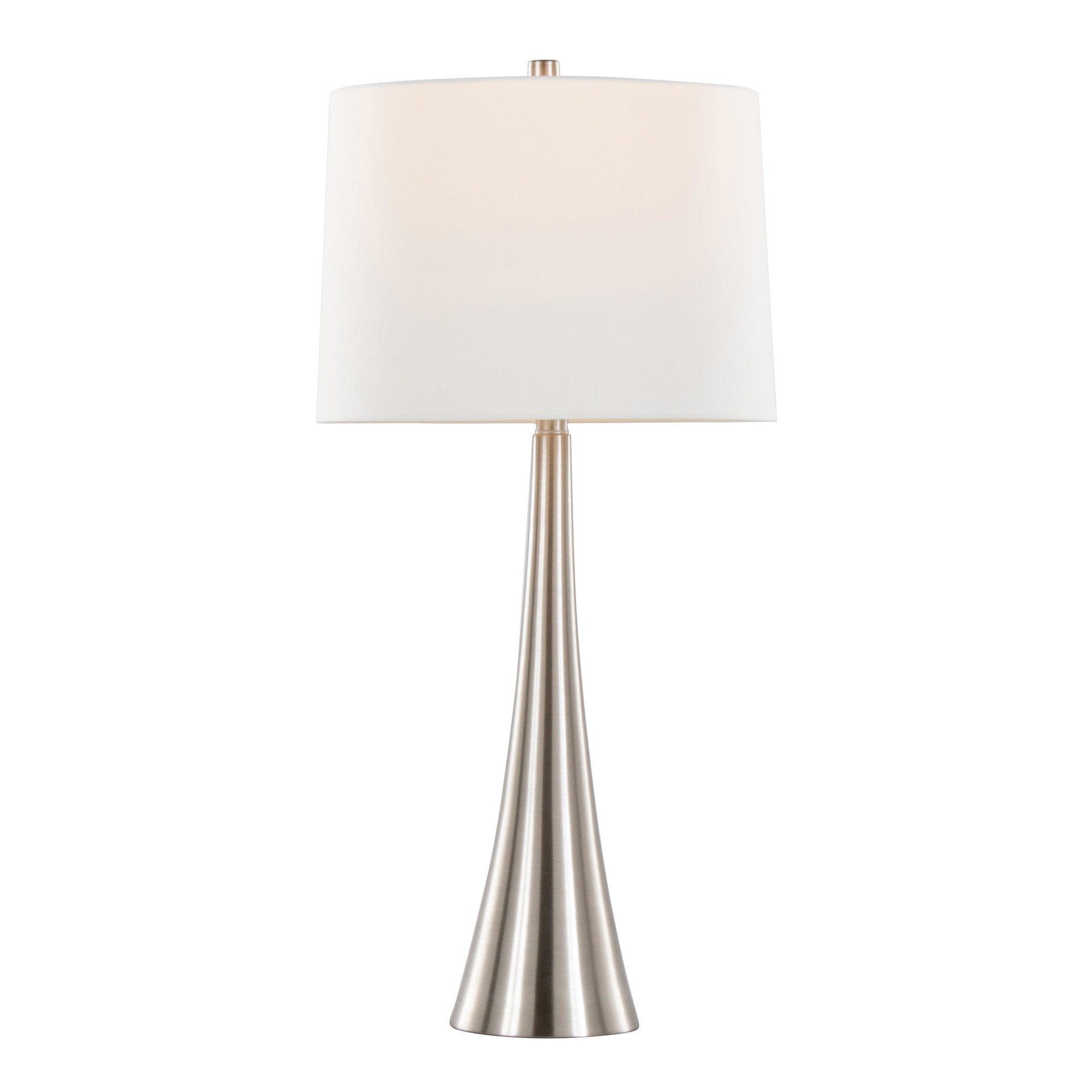 Diana 29" Metal Table Lamp - Set of 2 - Brushed Nickel, White Linen