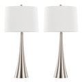 Diana 29" Metal Table Lamp - Set of 2 - Brushed Nickel, White Linen