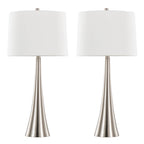 Diana 29" Metal Table Lamp - Set of 2 - Brushed Nickel, White Linen