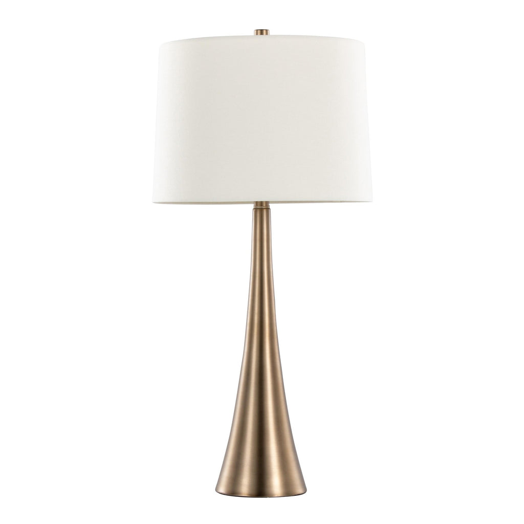 Diana 29" Metal Table Lamp - Set of 2 - Matte Golden Bronze, White Linen