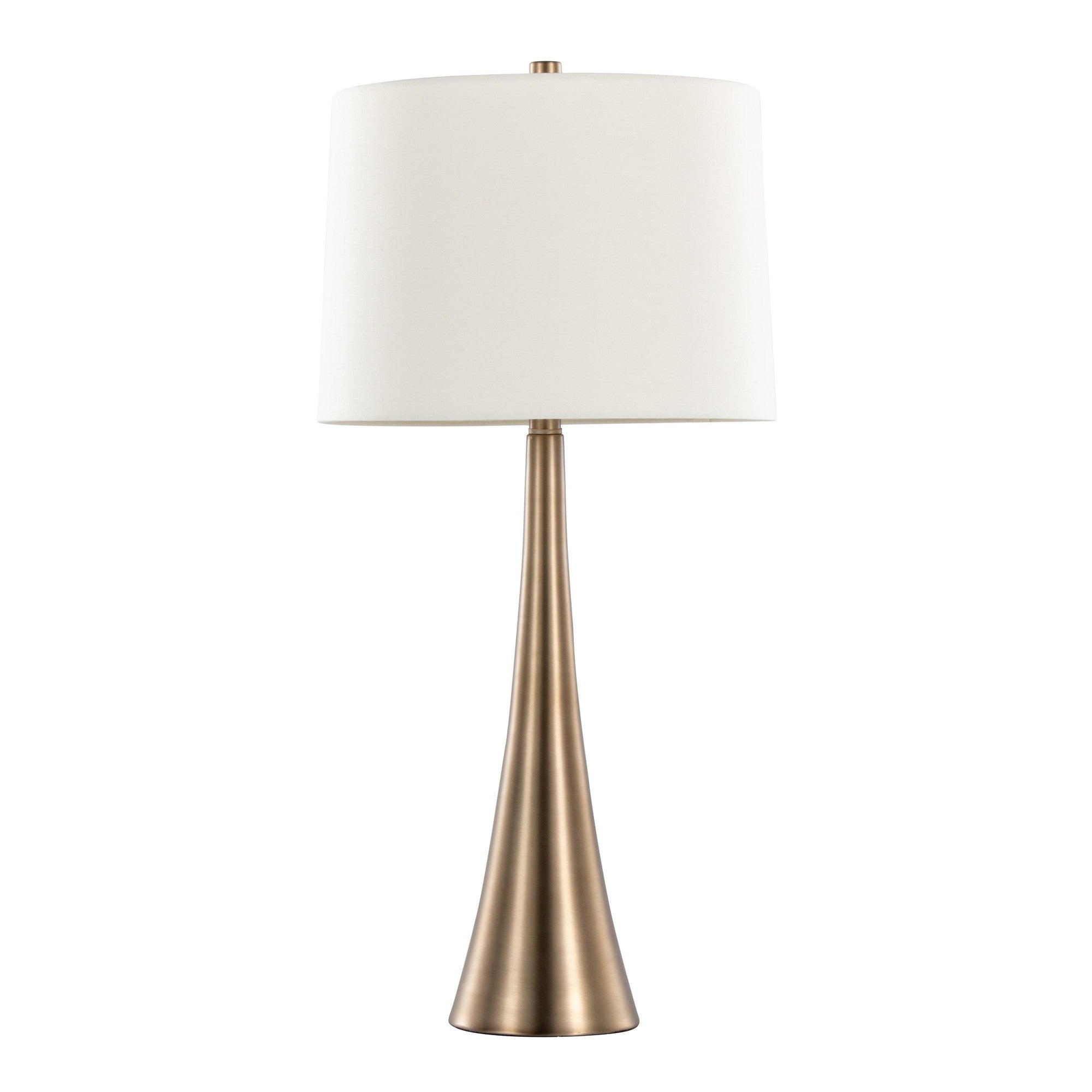 Diana 29" Metal Table Lamp - Set of 2 - Matte Golden Bronze, White Linen