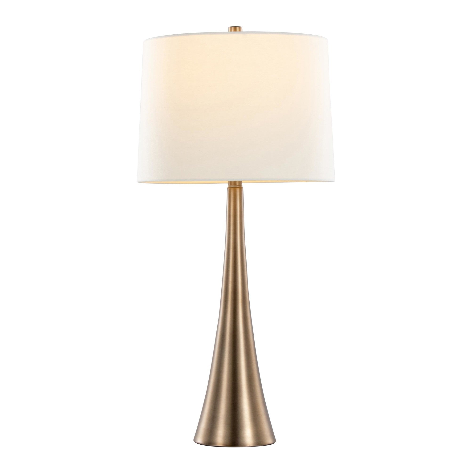 Diana 29" Metal Table Lamp - Set of 2 - Matte Golden Bronze, White Linen