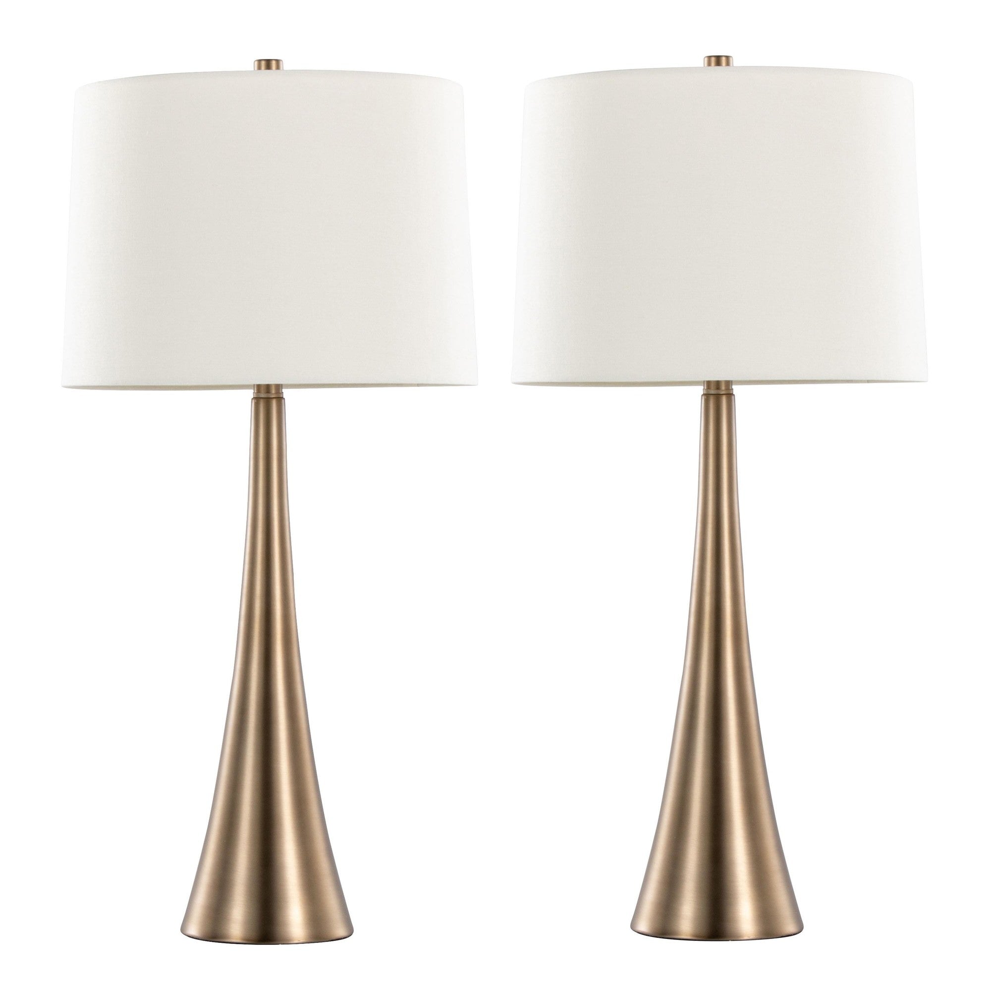 Diana 29" Metal Table Lamp - Set of 2 - Matte Golden Bronze, White Linen