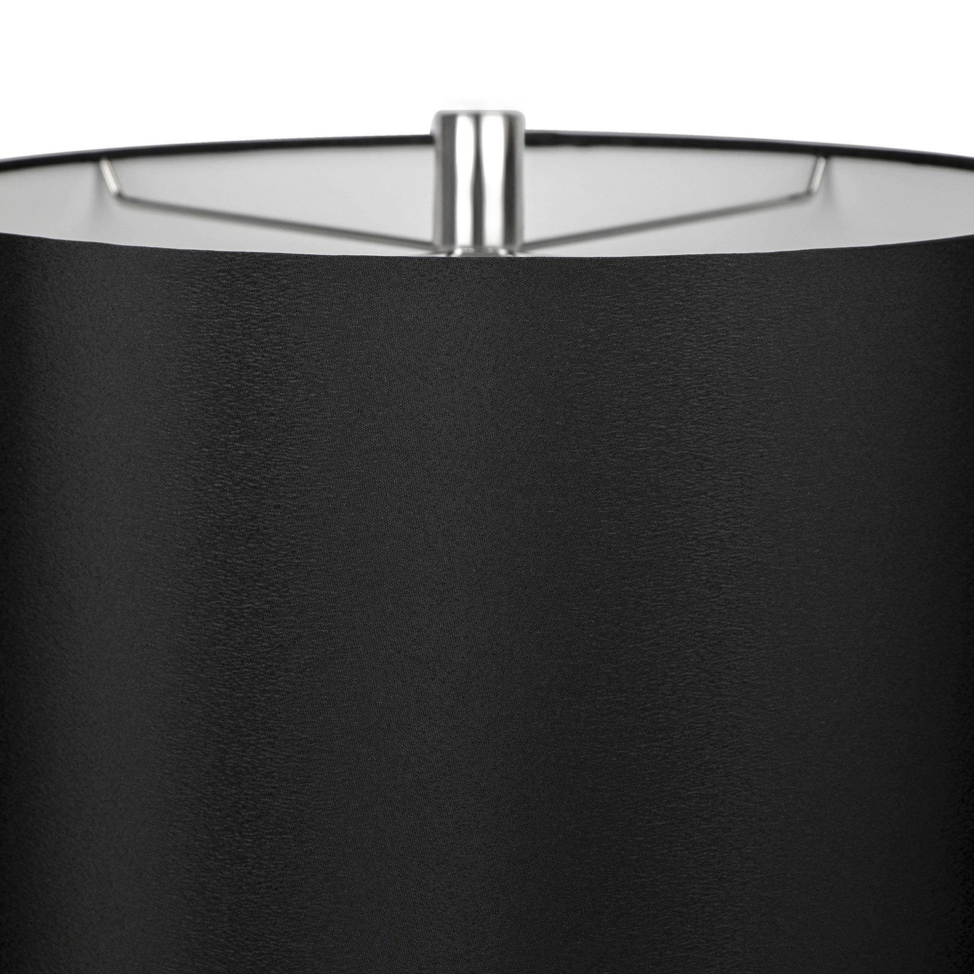 Diana 29" Metal Table Lamp - Set of 2 - Polished Nickel, Black Satin
