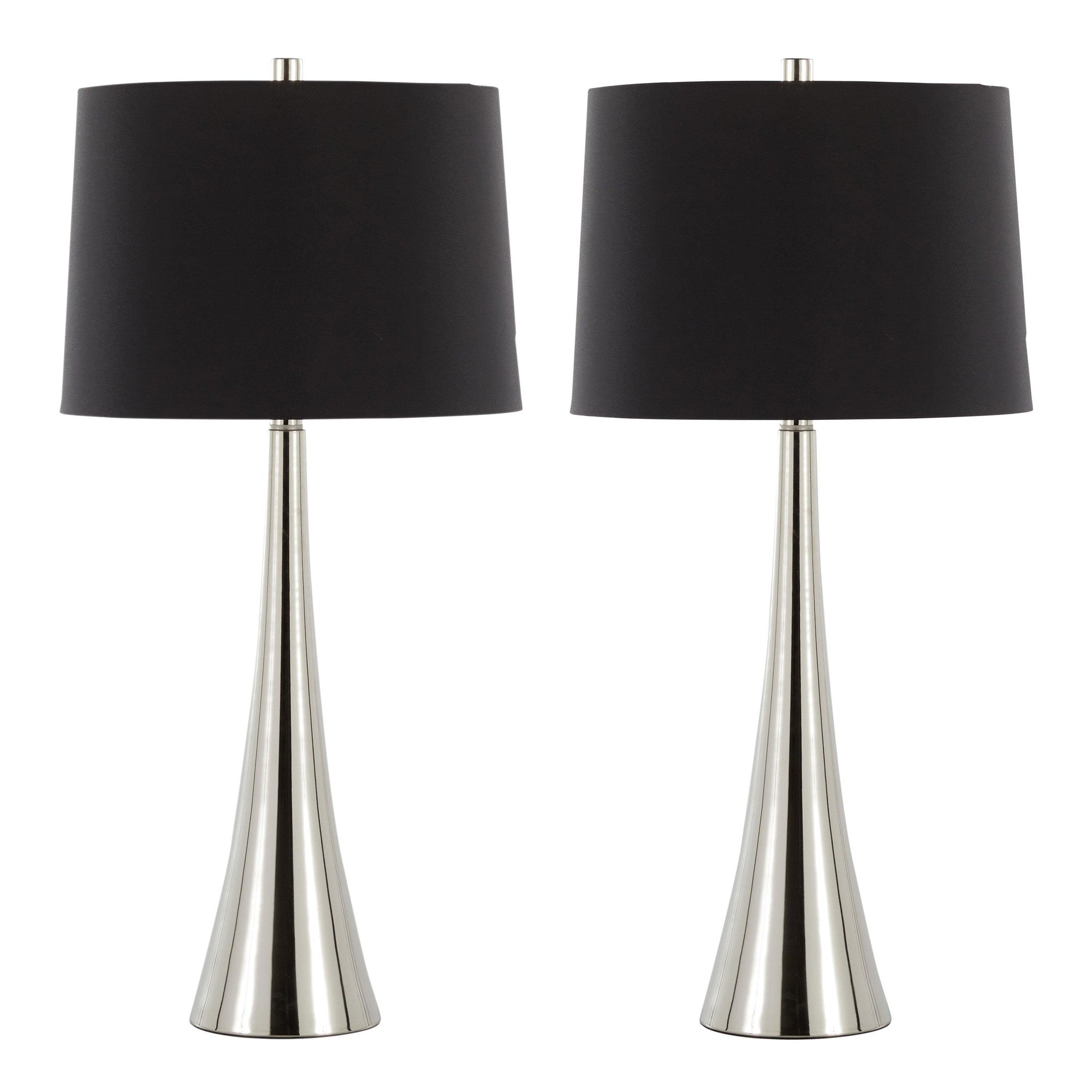 Diana 29" Metal Table Lamp - Set of 2 - Polished Nickel, Black Satin