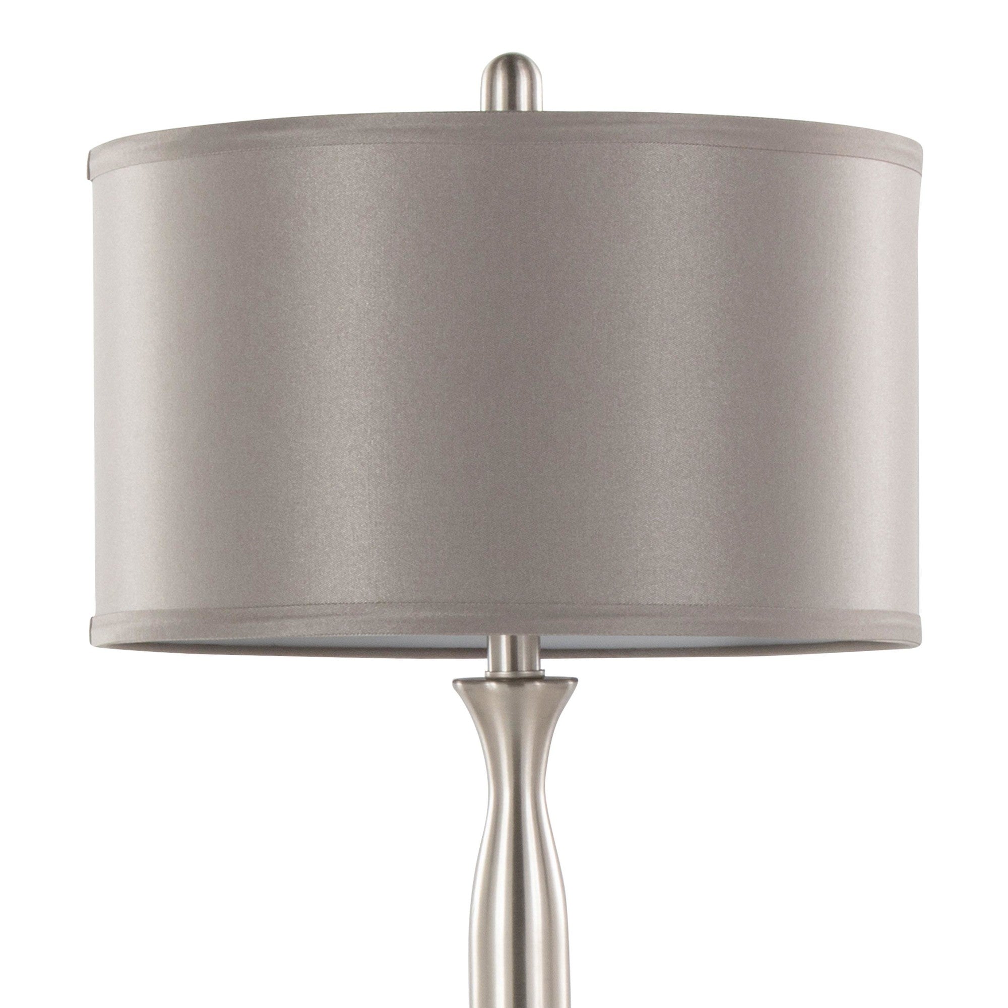 Joan 30" Metal Table Lamp - Set of 2 - Brushed Nickel, Grey Satin