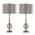 Joan 30" Metal Table Lamp - Set of 2 - Brushed Nickel, Grey Satin