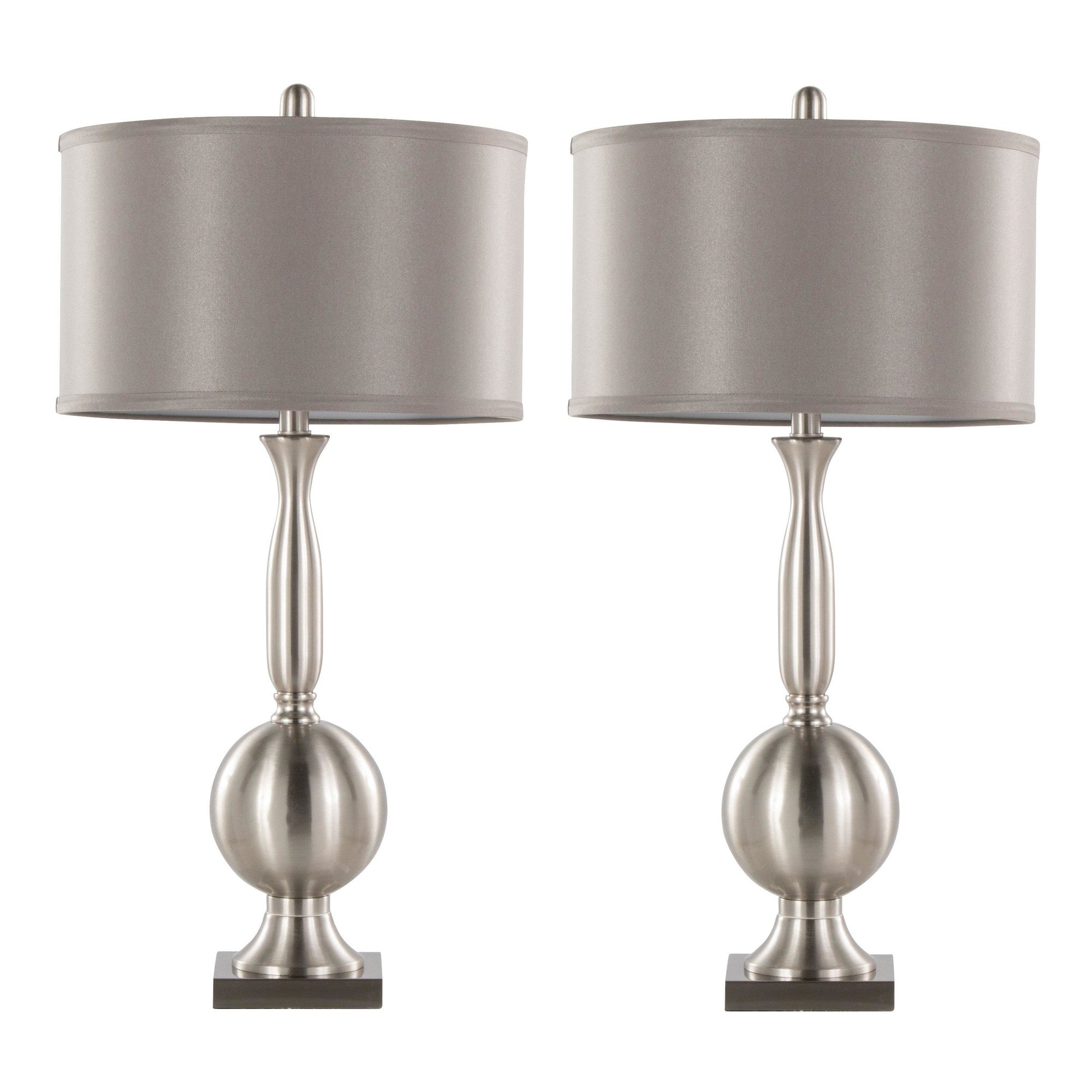Joan 30" Metal Table Lamp - Set of 2 - Brushed Nickel, Grey Satin