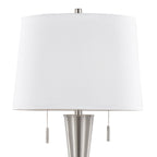 Jules 30" Metal Table Lamp With Usb - Set of 2 - Brushed Nickel, White Linen