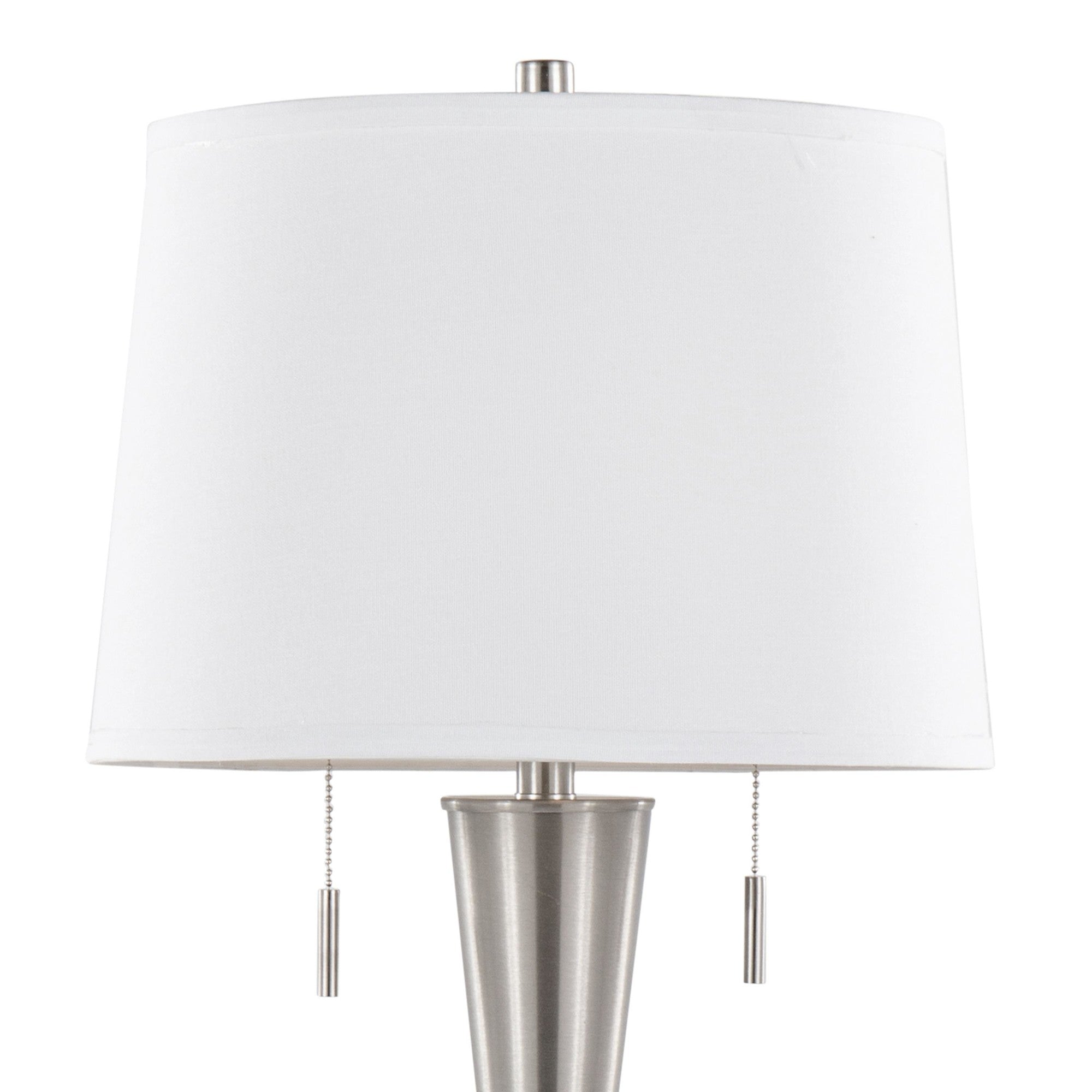 Jules 30" Metal Table Lamp With Usb - Set of 2 - Brushed Nickel, White Linen