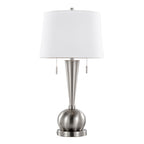 Jules 30" Metal Table Lamp With Usb - Set of 2 - Brushed Nickel, White Linen