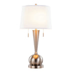 Jules 30" Metal Table Lamp With Usb - Set of 2 - Brushed Nickel, White Linen