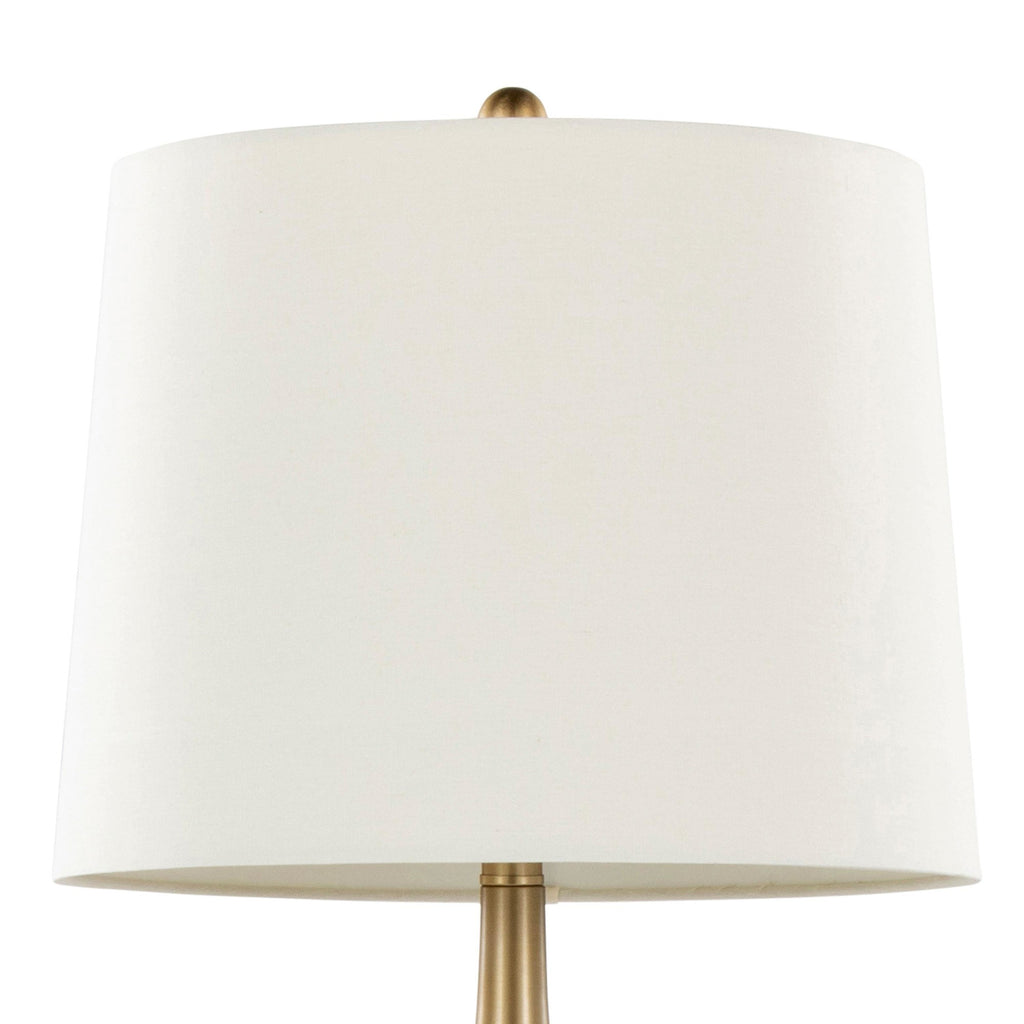 Pebble 30" Metal Table Lamp - Set of 2 - Gold Metal, White Linen