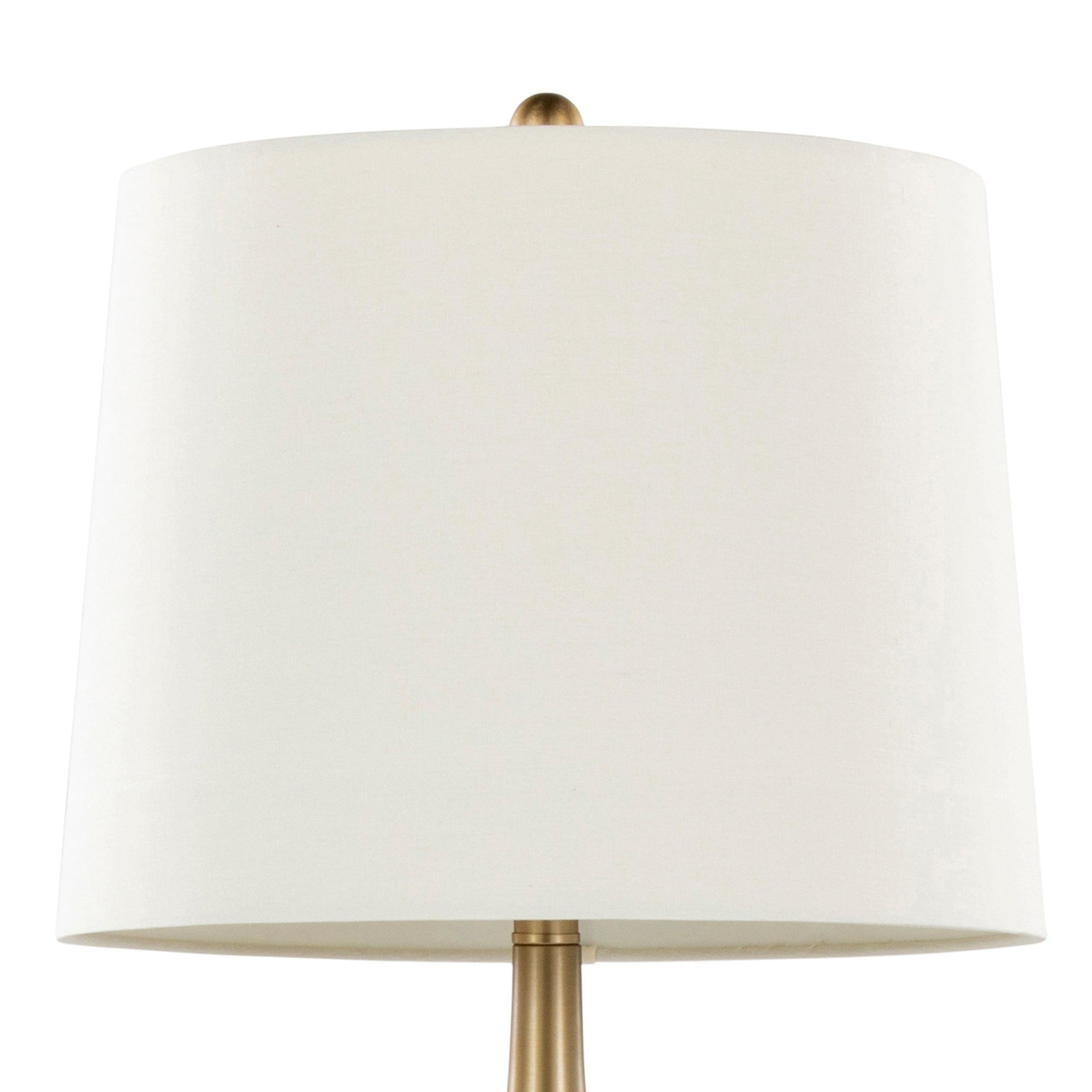 Pebble 30" Metal Table Lamp - Set of 2 - Gold Metal, White Linen