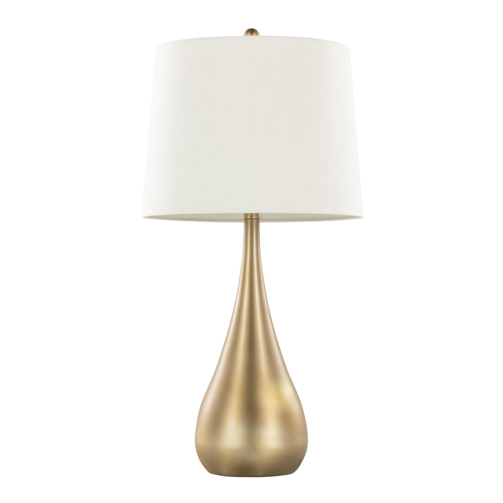 Pebble 30" Metal Table Lamp - Set of 2 - Gold Metal, White Linen