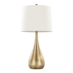 Pebble 30" Metal Table Lamp - Set of 2 - Gold Metal, White Linen