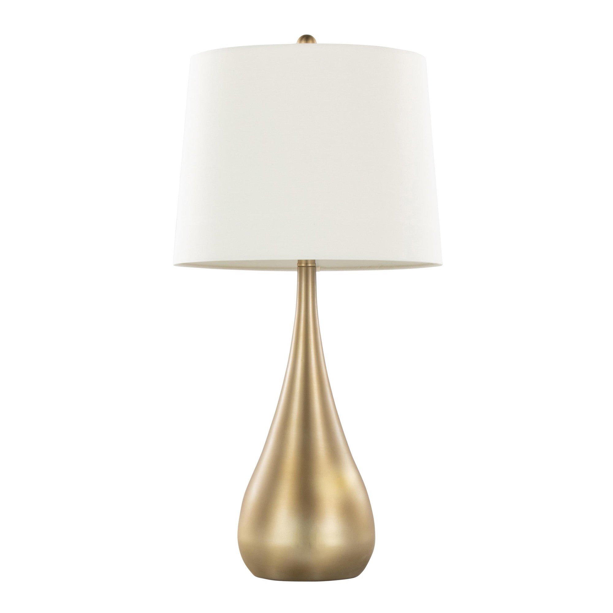 Pebble 30" Metal Table Lamp - Set of 2 - Gold Metal, White Linen