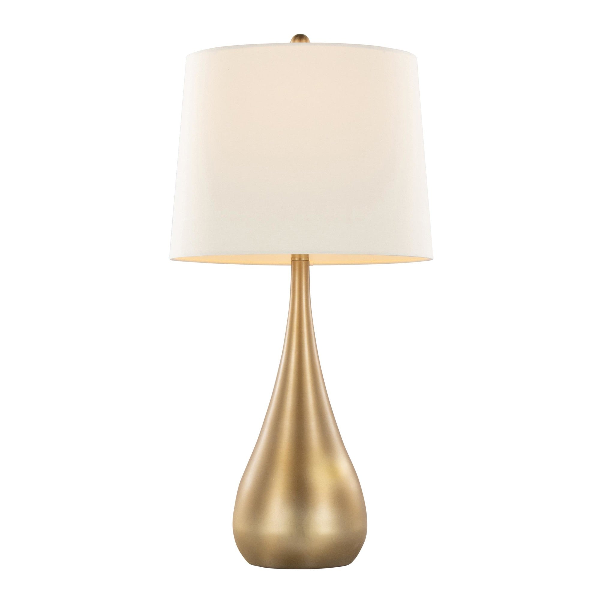 Pebble 30" Metal Table Lamp - Set of 2 - Gold Metal, White Linen