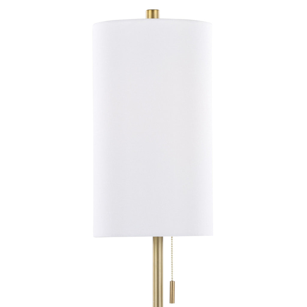 Bounty 32" Metal Buffet Lamp With Usb - Set of 2 - Gold Metal, White Linen