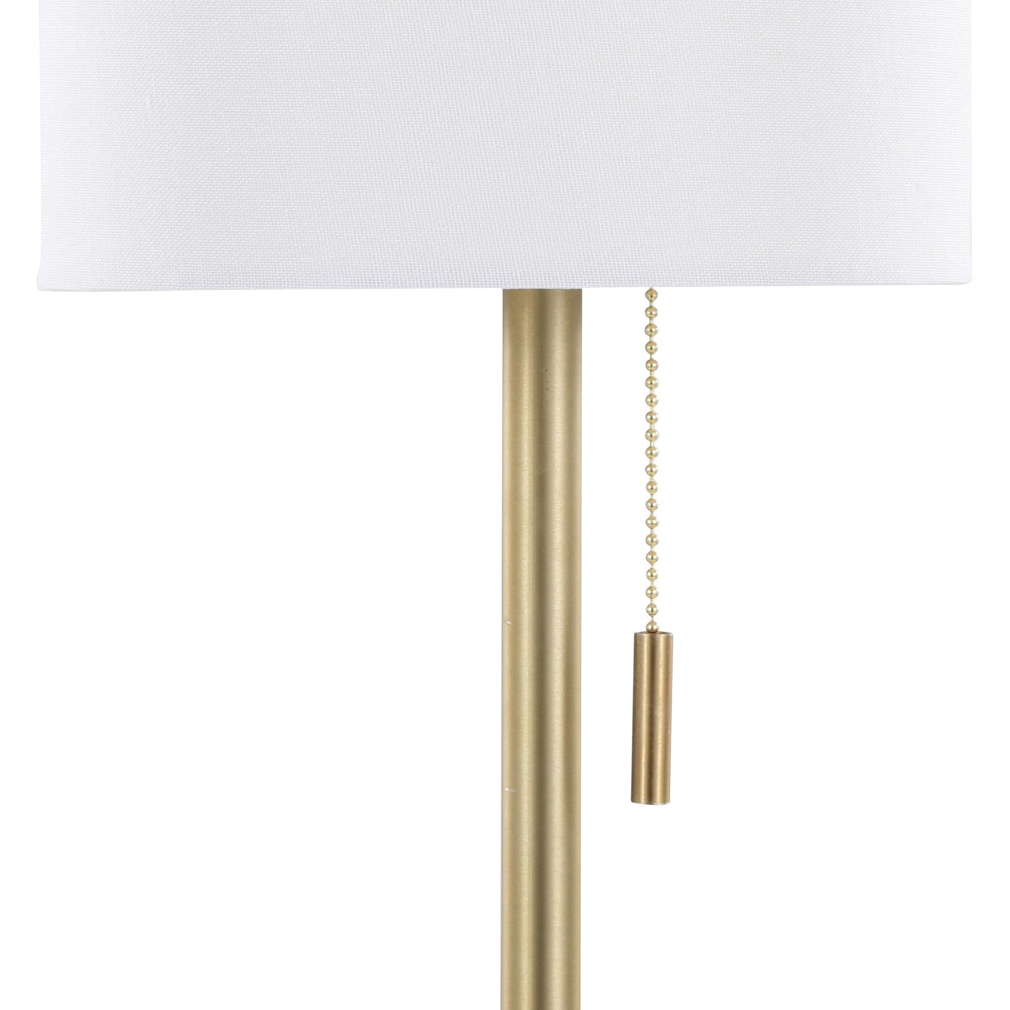 Bounty 32" Metal Buffet Lamp With Usb - Set of 2 - Gold Metal, White Linen