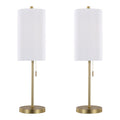 Bounty 32" Metal Buffet Lamp With Usb - Set of 2 - Gold Metal, White Linen