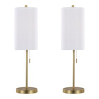 Bounty 32" Metal Buffet Lamp With Usb - Set of 2 - Gold Metal, White Linen