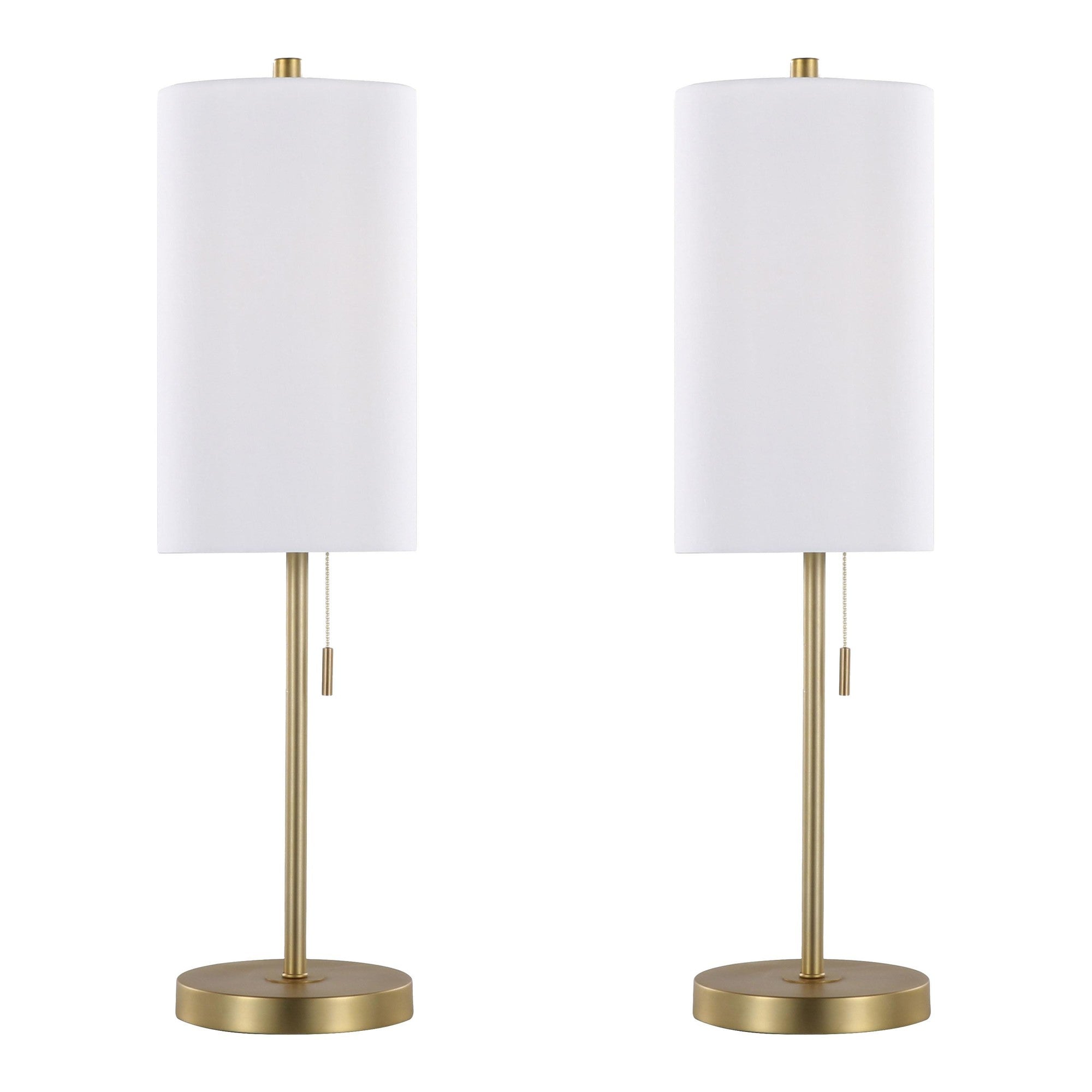Bounty 32" Metal Buffet Lamp With Usb - Set of 2 - Gold Metal, White Linen