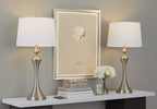 Flint 30" Metal Table Lamp With Usb - Set of 2 - Brushed Nickel, White Textured Slub Linen