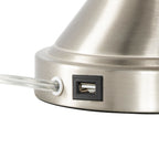Flint 30" Metal Table Lamp With Usb - Set of 2 - Brushed Nickel, White Textured Slub Linen