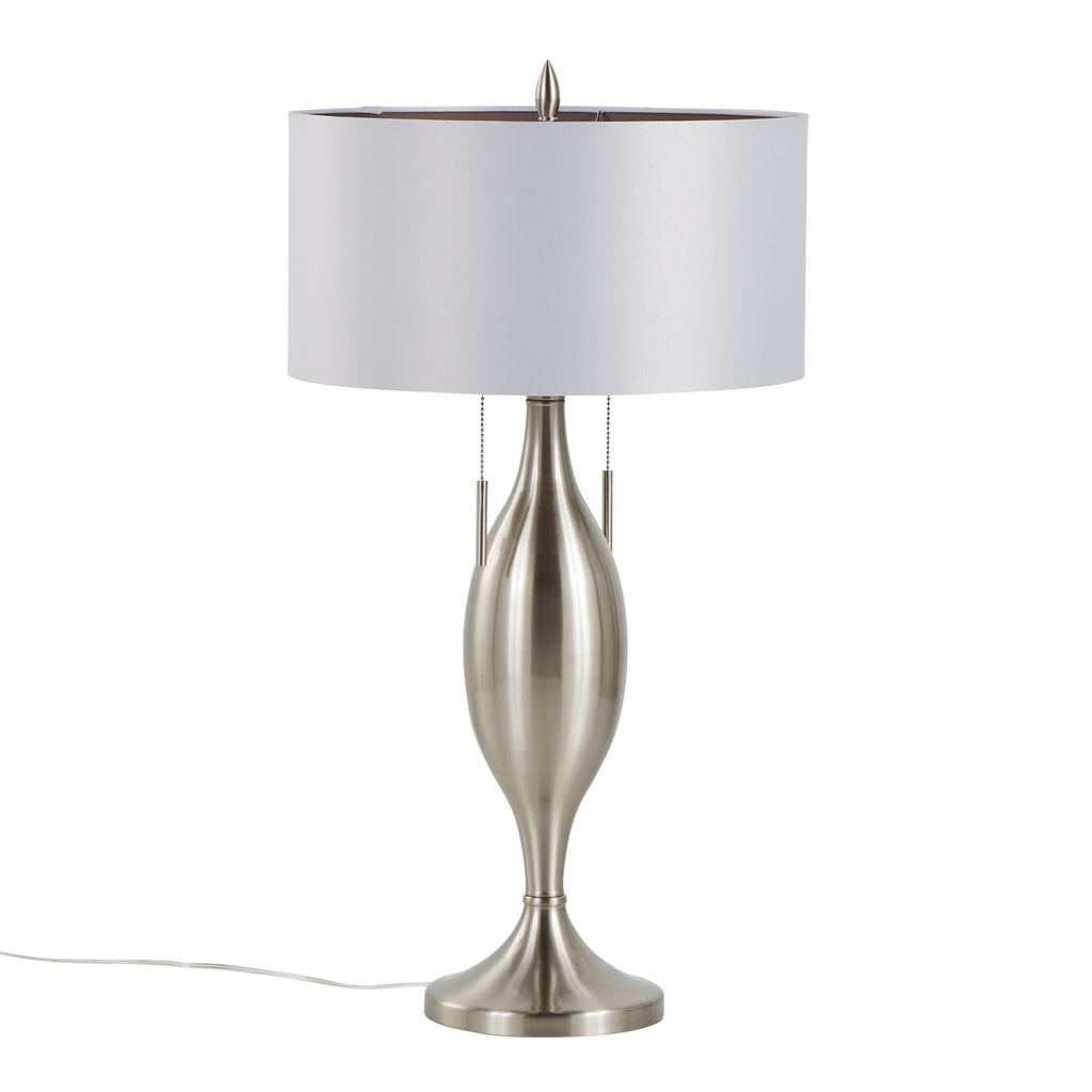 Anabelle 32" Metal Table Lamp - Set of 2 - Brushed Nickel, Light Silver Fabric