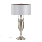 Anabelle 32" Metal Table Lamp - Set of 2 - Brushed Nickel, Light Silver Fabric