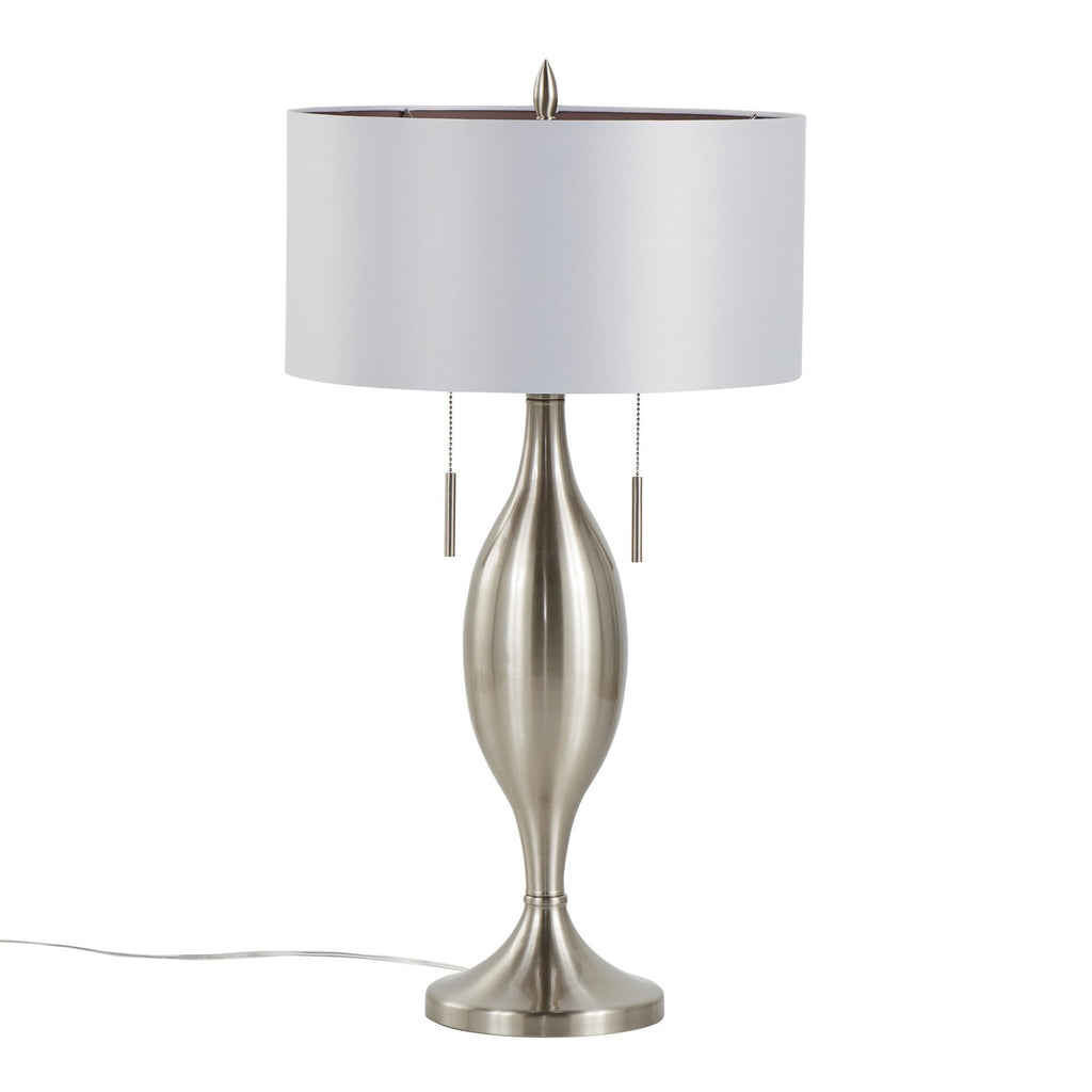 Anabelle 32" Metal Table Lamp - Set of 2 - Brushed Nickel, Light Silver Fabric