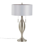 Anabelle 32" Metal Table Lamp - Set of 2 - Brushed Nickel, Light Silver Fabric