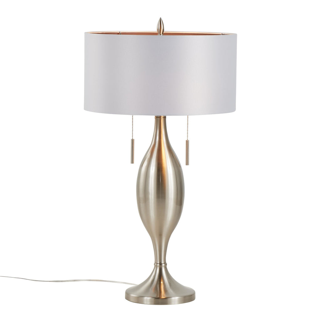 Anabelle 32" Metal Table Lamp - Set of 2 - Brushed Nickel, Light Silver Fabric