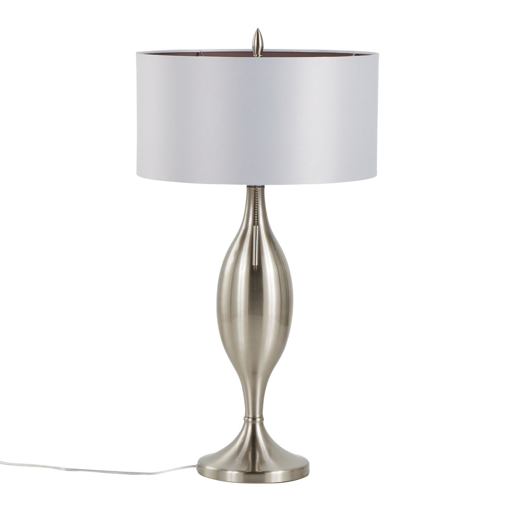 Anabelle 32" Metal Table Lamp - Set of 2 - Brushed Nickel, Light Silver Fabric