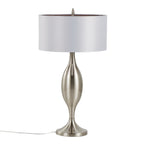 Anabelle 32" Metal Table Lamp - Set of 2 - Brushed Nickel, Light Silver Fabric