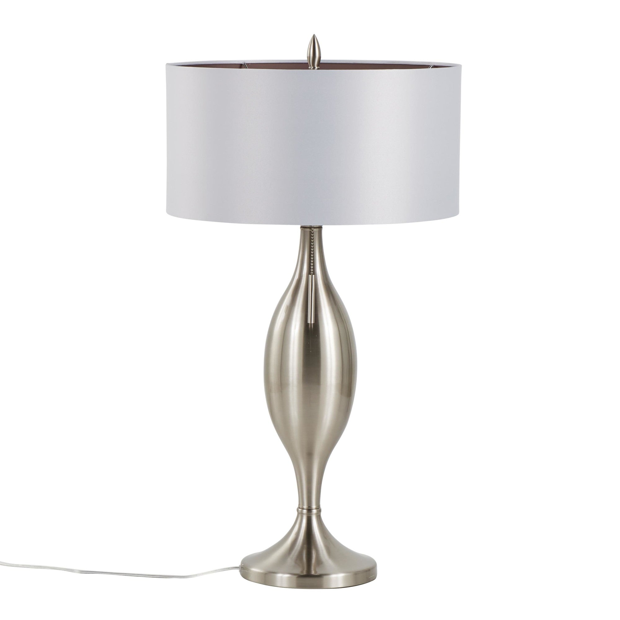 Anabelle 32" Metal Table Lamp - Set of 2 - Brushed Nickel, Light Silver Fabric