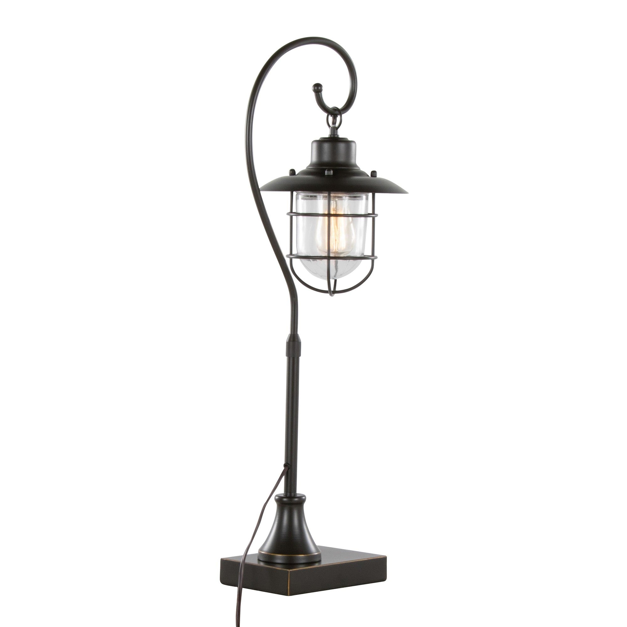 Landen 33" Metal Task Lamp - Set of 2 - Oil Rubbed Bronze, Clear Glass
