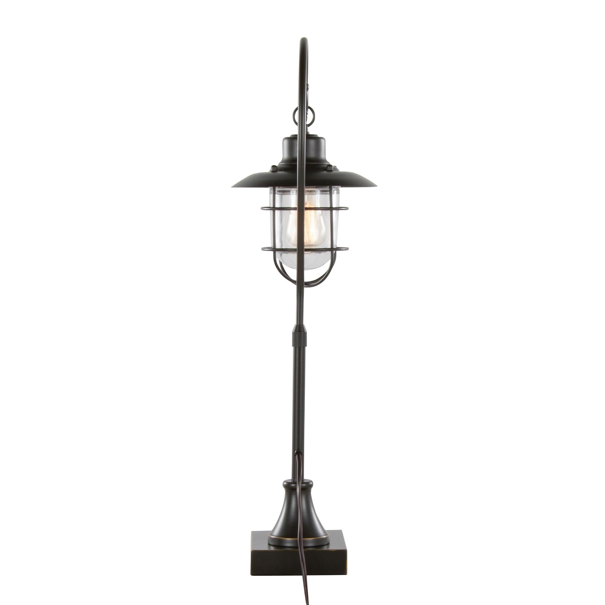 Landen 33" Metal Task Lamp - Set of 2 - Oil Rubbed Bronze, Clear Glass