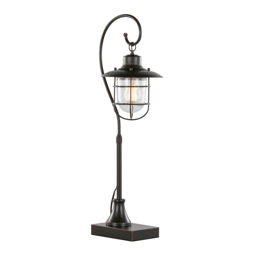 Landen 33" Metal Task Lamp - Set of 2 - Oil Rubbed Bronze, Clear Glass