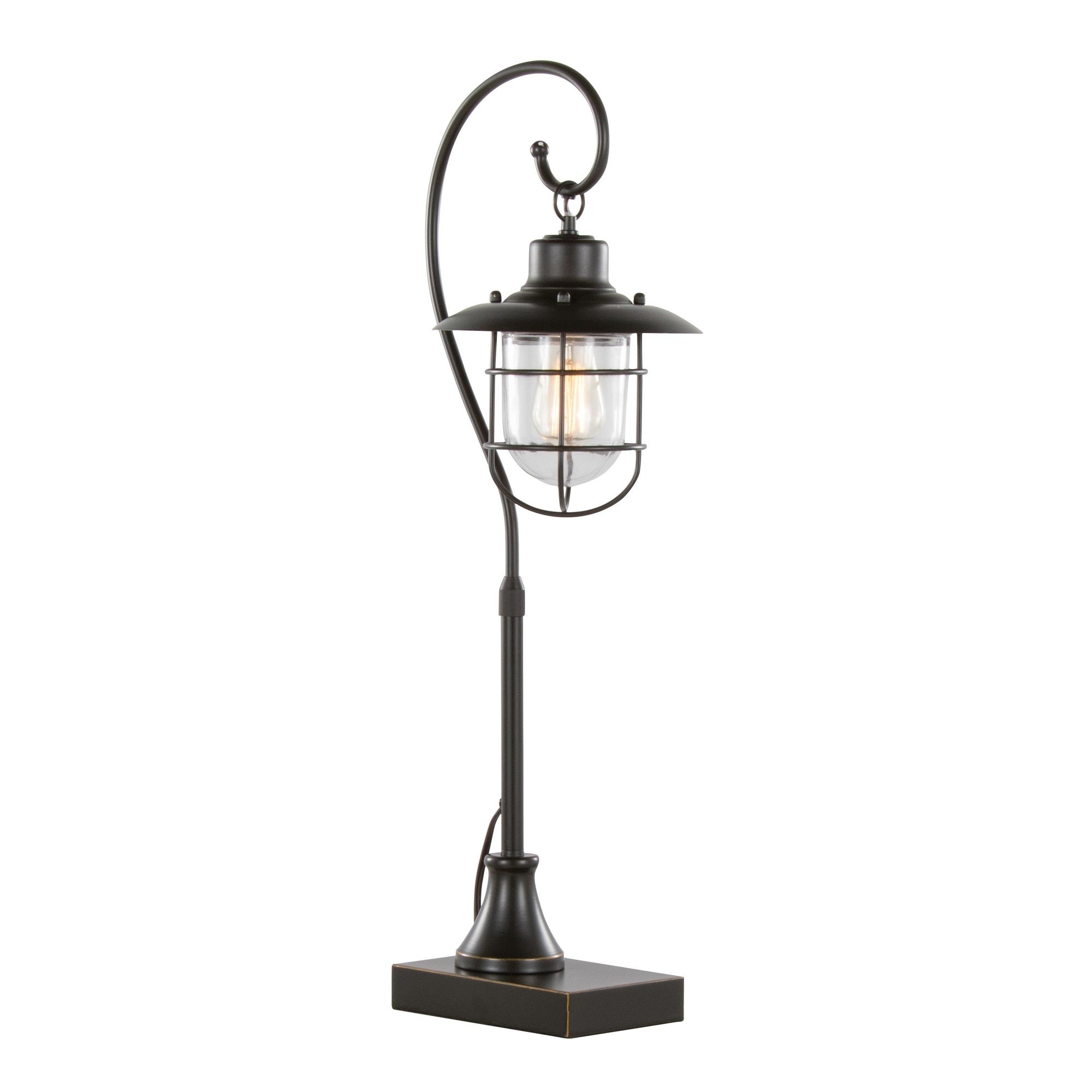 Landen 33" Metal Task Lamp - Set of 2 - Oil Rubbed Bronze, Clear Glass