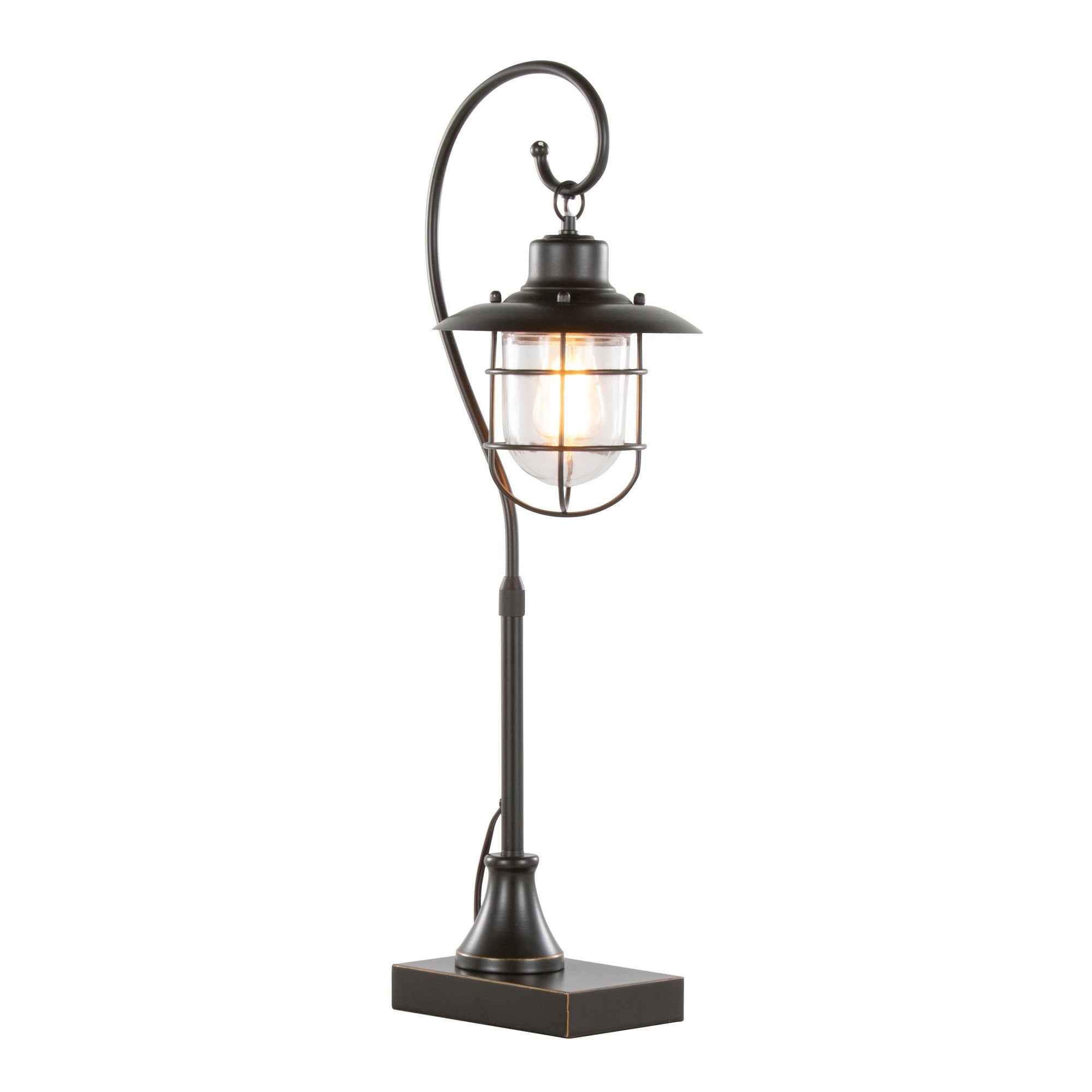 Landen 33" Metal Task Lamp - Set of 2 - Oil Rubbed Bronze, Clear Glass