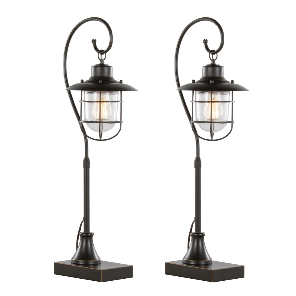 Landen 33" Metal Task Lamp - Set of 2 - Oil Rubbed Bronze, Clear Glass